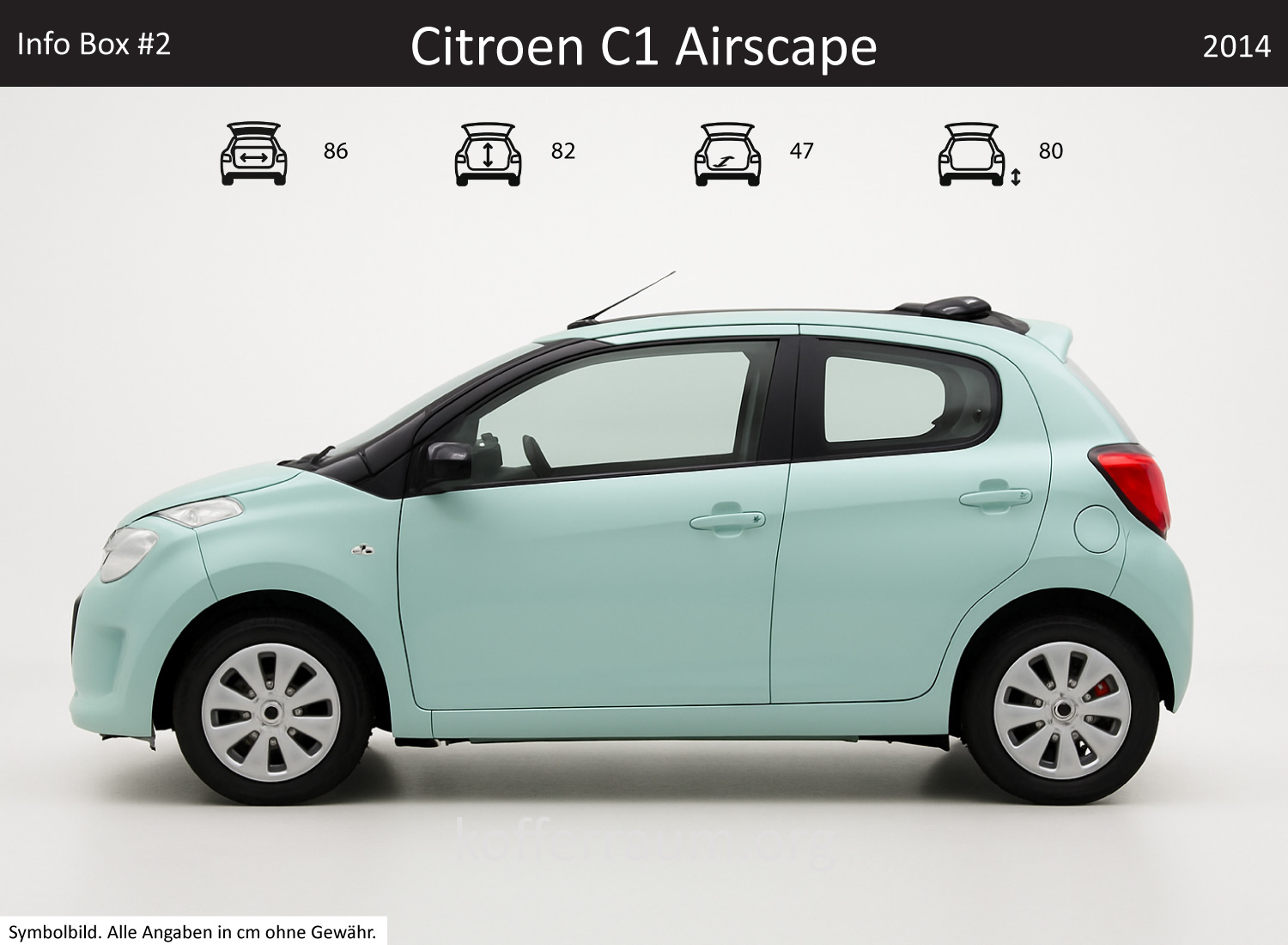 Citroen C1 Airscape Kofferraum Maße