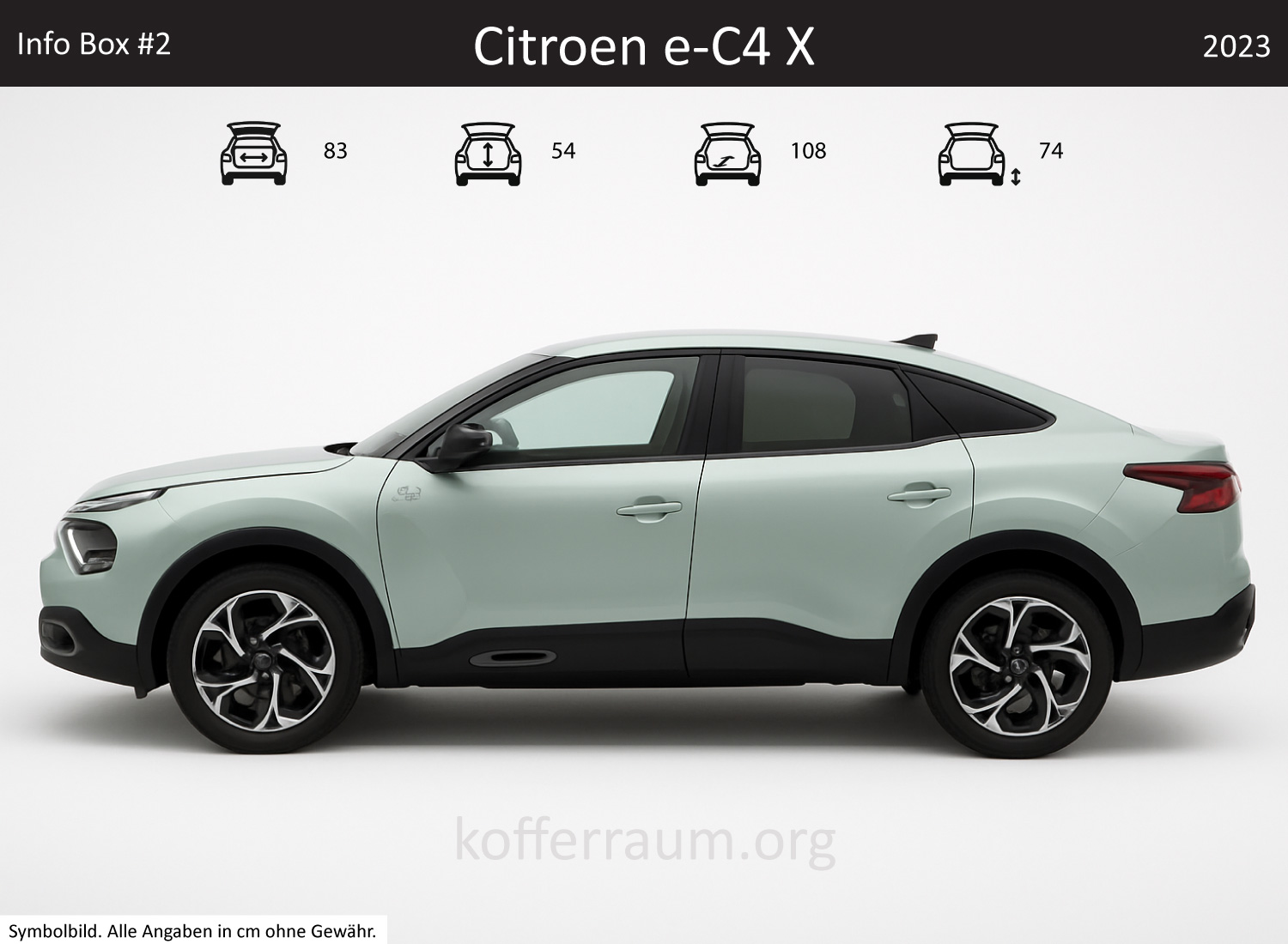 Citroen e-C4 X Kofferraum Maße