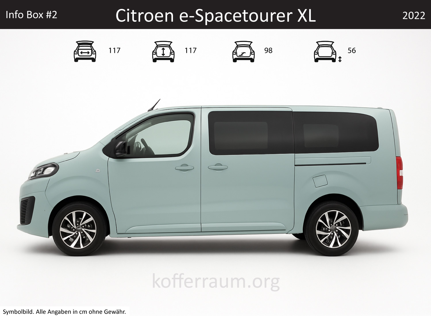 Citroen e-Spacetourer XL Kofferraum Maße