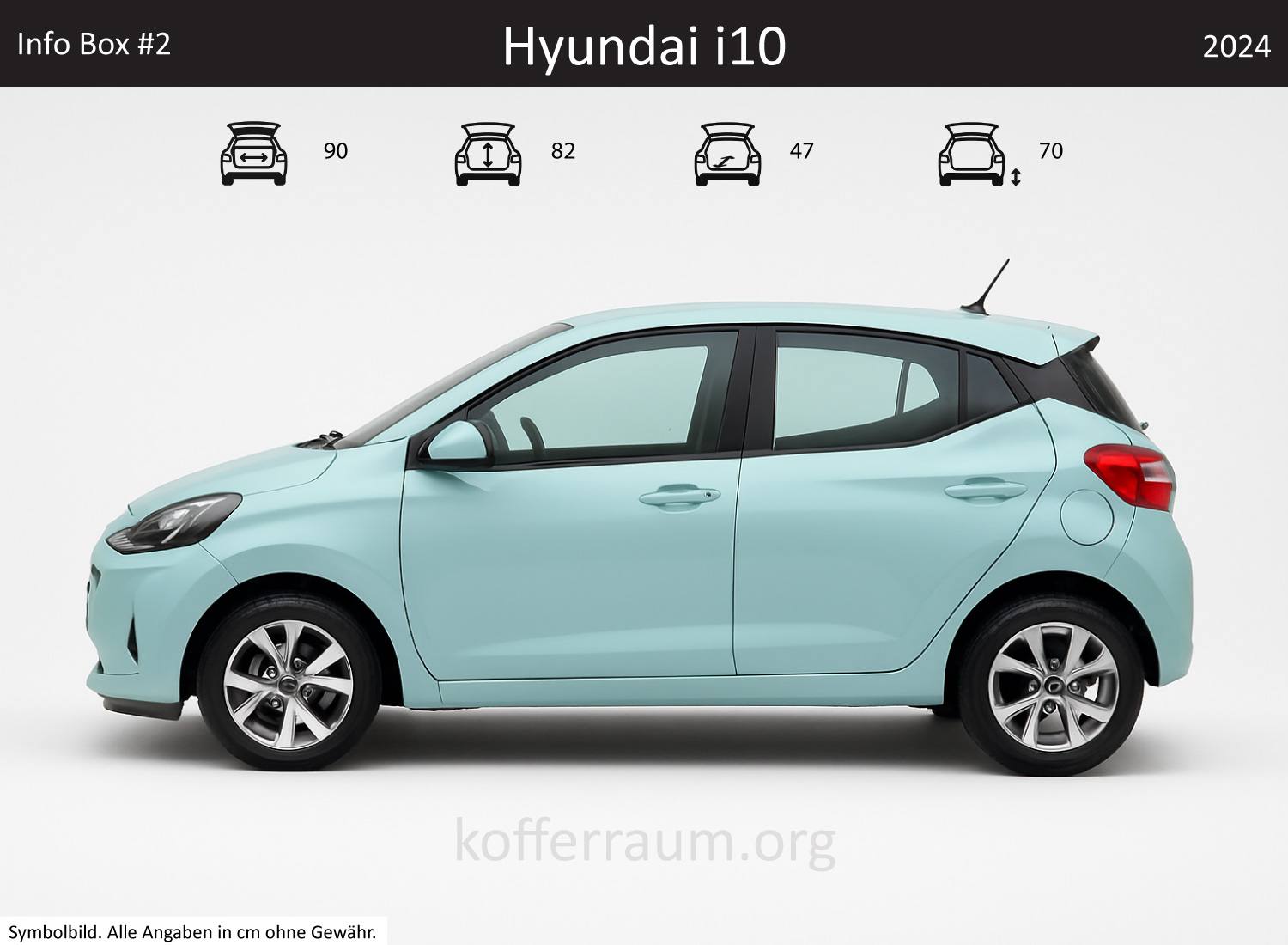 Hyundai i10 Kofferraum Maße