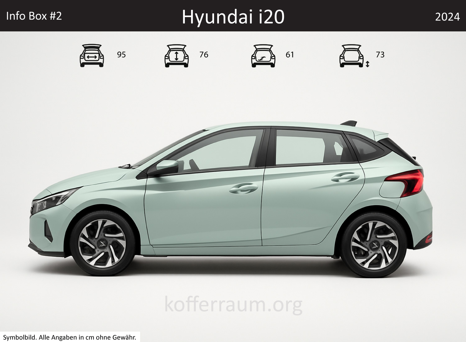 Hyundai i20 Kofferraum Maße
