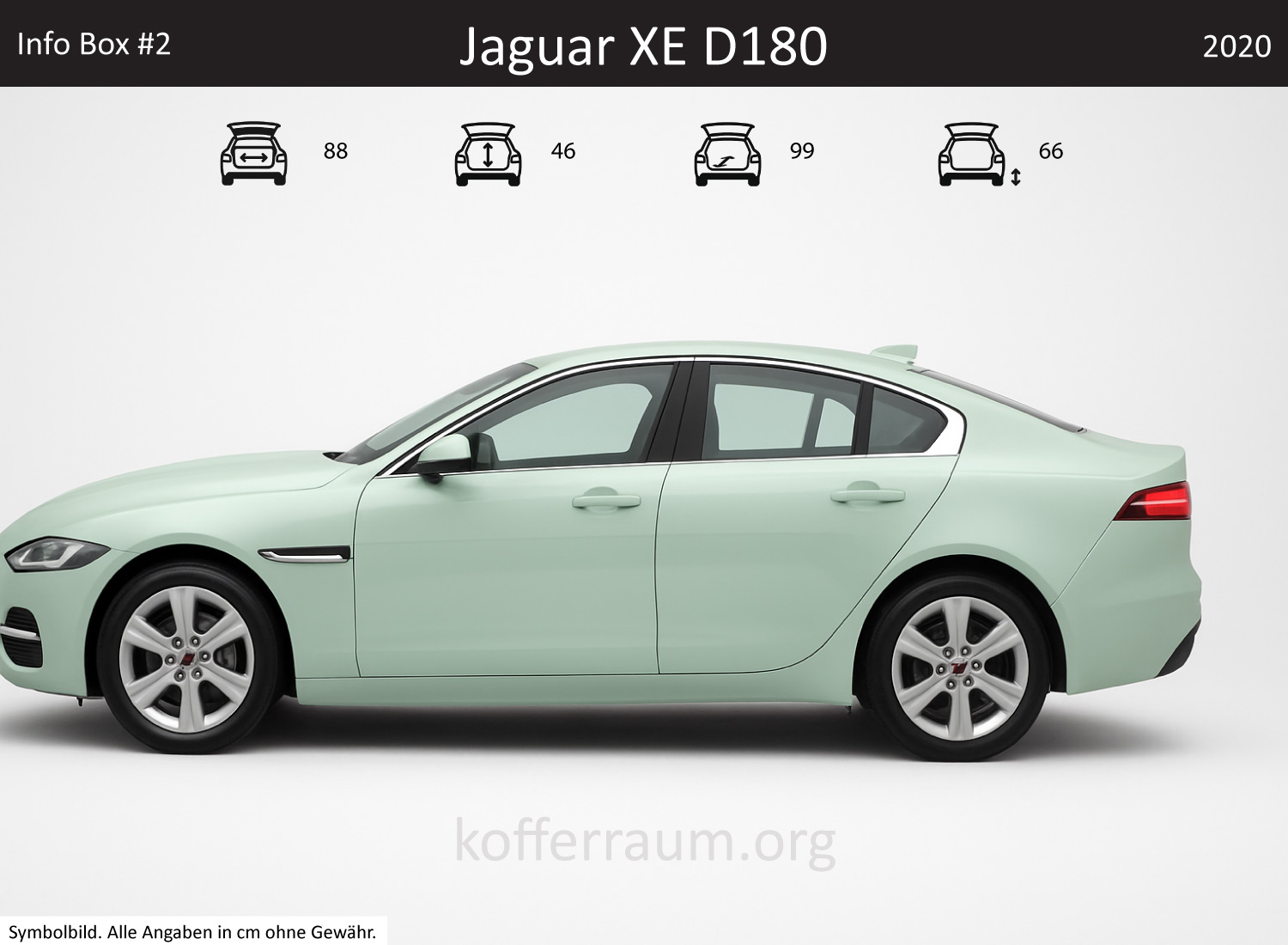 Jaguar XE D180 Kofferraum Maße