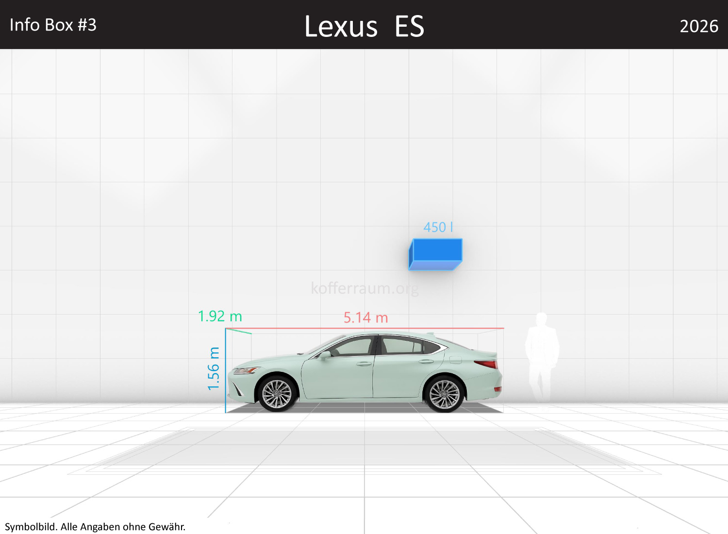 Lexus ES: Kofferraumvolumen und Abmessungen 3 Lexus ES: Kofferraumvolumen und Abmessungen