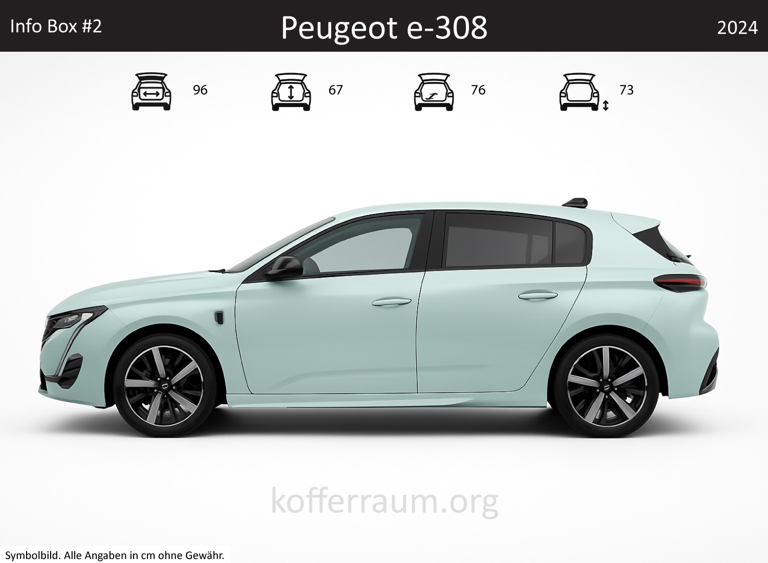 Peugeot e-308 Kofferraum Maße