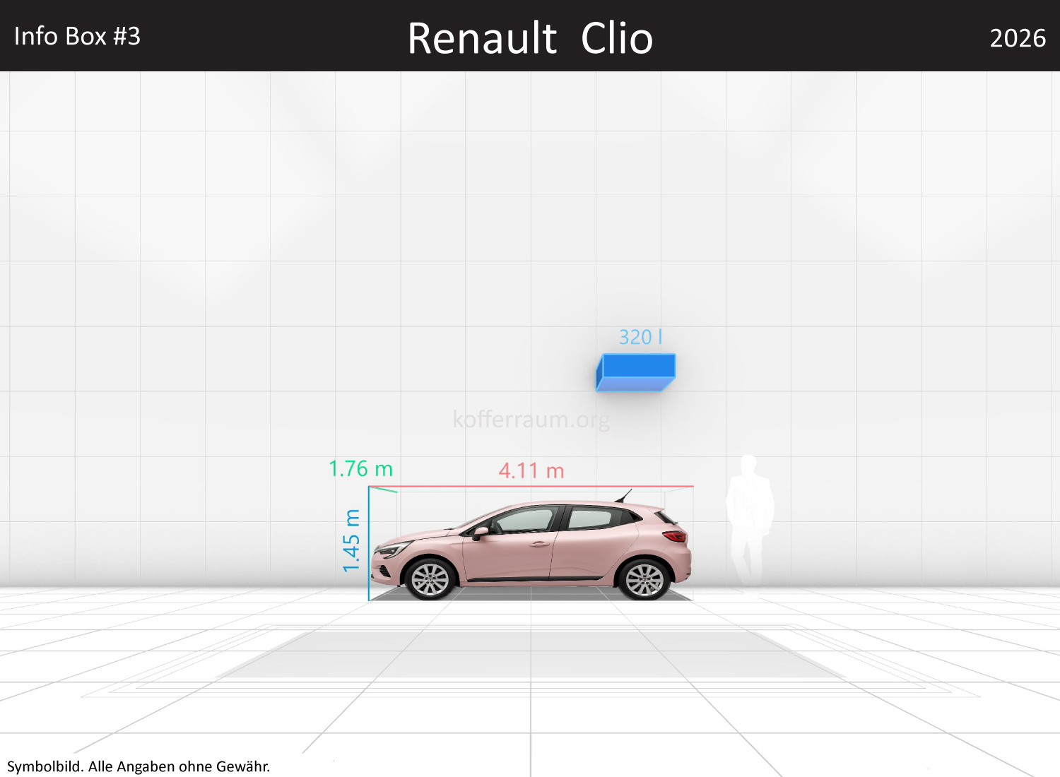 Renault Clio: Kofferraumvolumen und Abmessungen