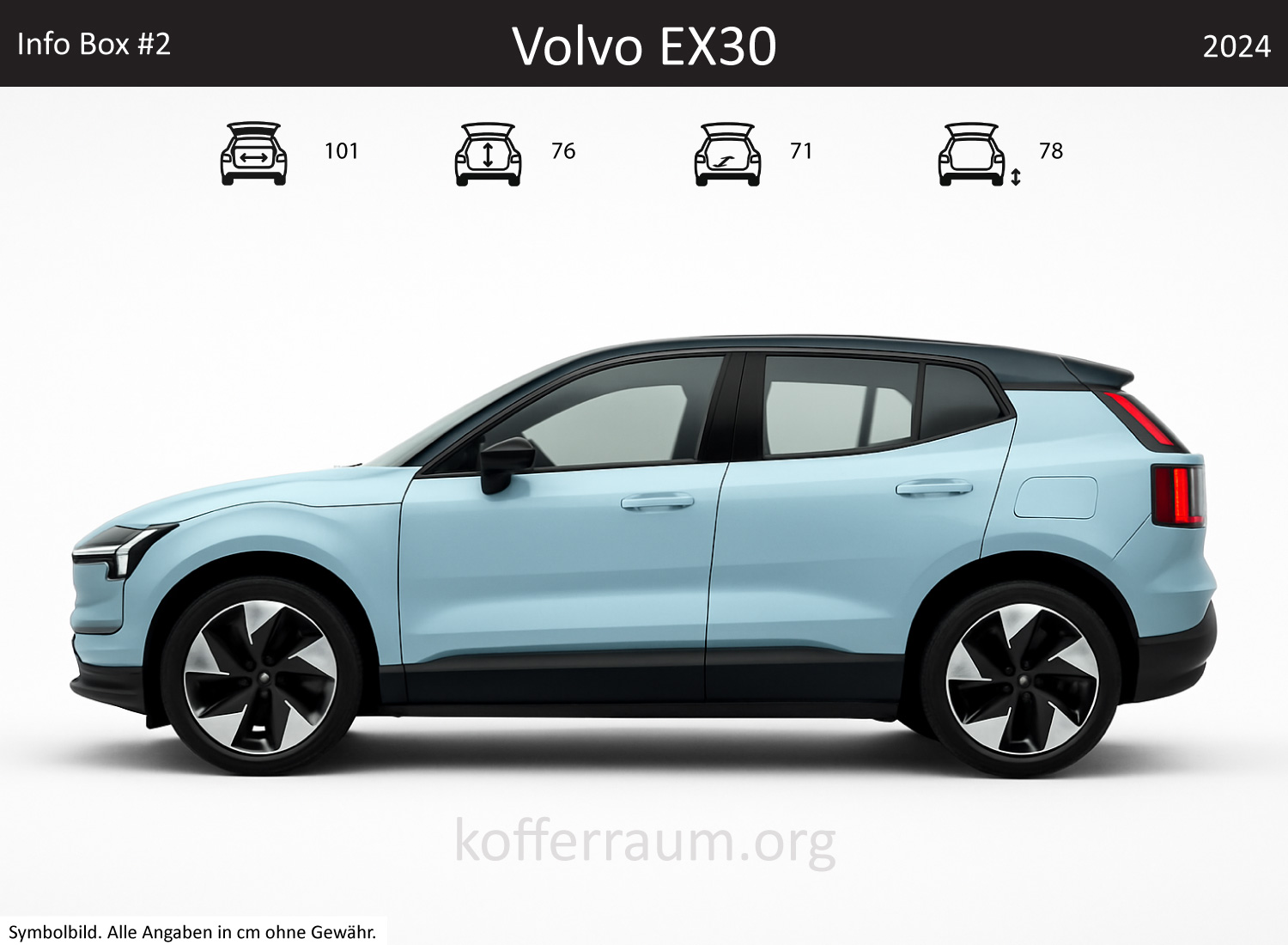Volvo EX30 Kofferraum Maße