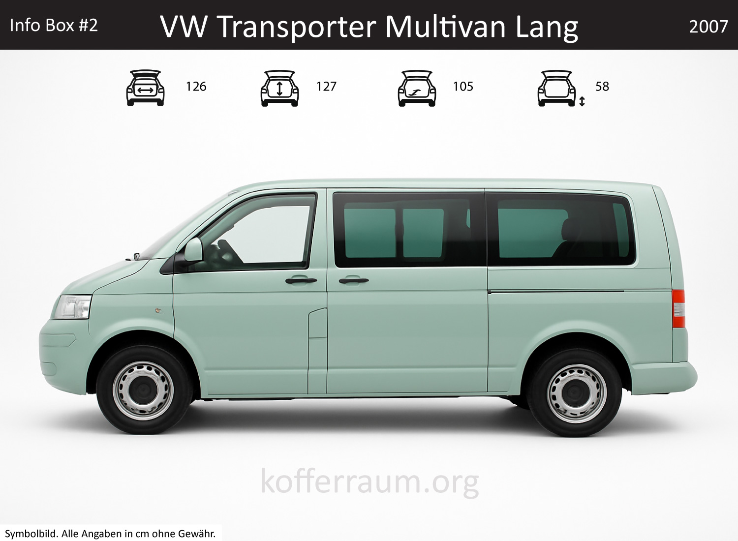 VW Transporter Multivan Lang Kofferraum Maße